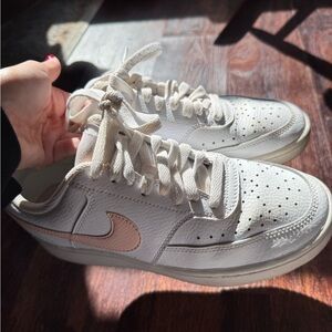 Nike Women's White and Light Pink Sneakers